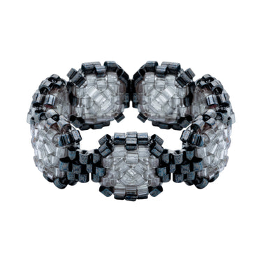 Anillo Diamantes Cuadrados Negro Ajustable Gris